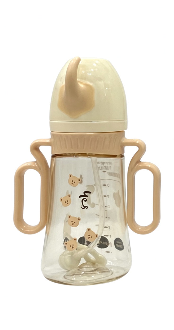 PPSU 1056 Bear Print Baby Bottle with Animal Spout Lid – 300ml (4 Colors)