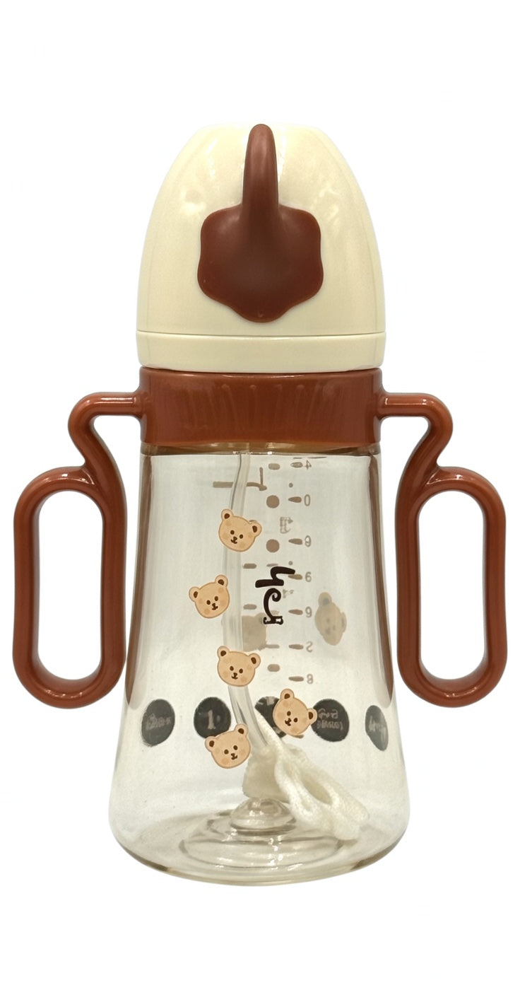 PPSU 1056 Bear Print Baby Bottle with Animal Spout Lid – 300ml (4 Colors)