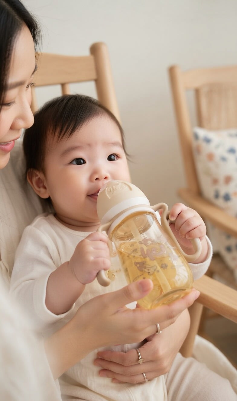 PPSU 1056 Bear Print Baby Bottle with Animal Spout Lid – 300ml (4 Colors)